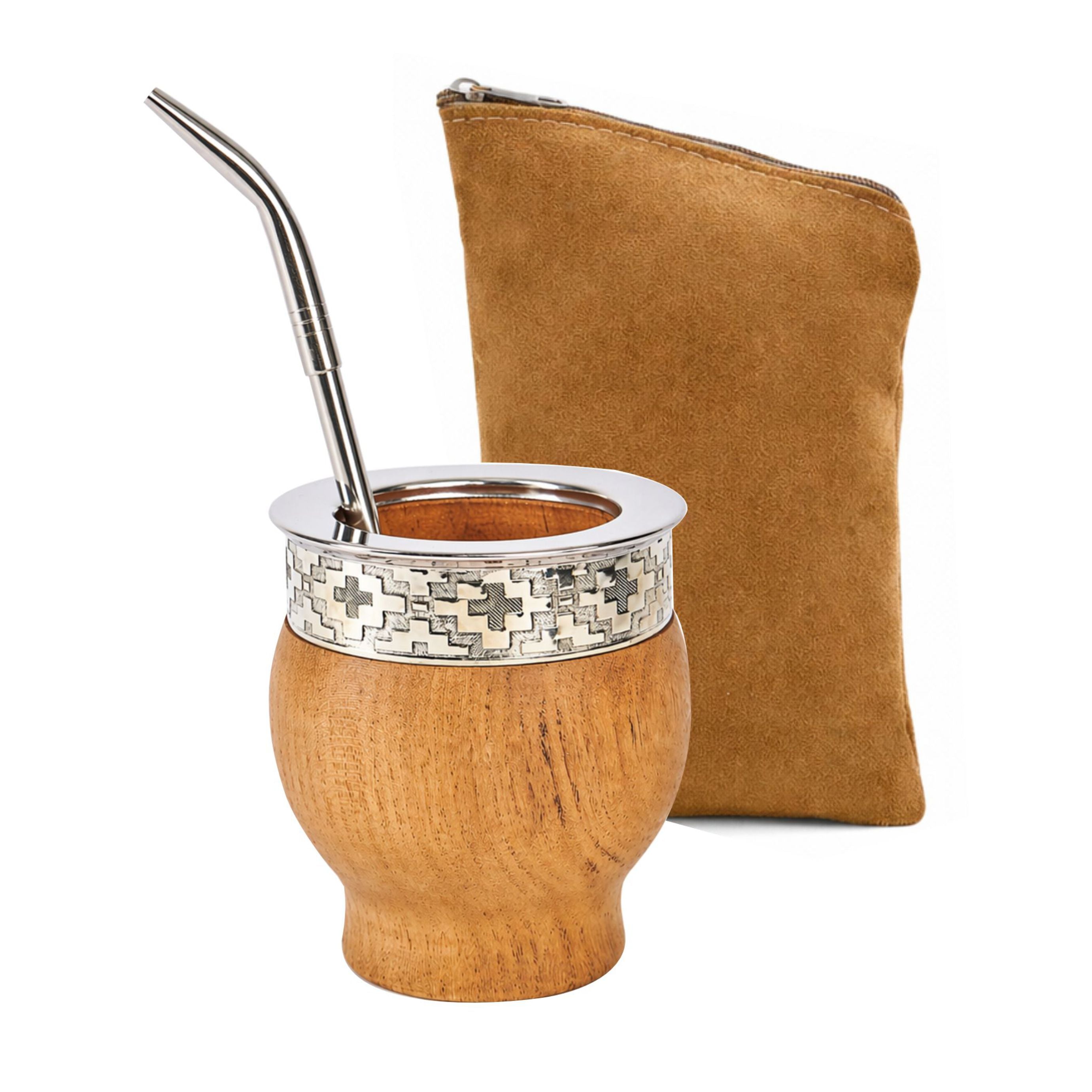 3x1 - Mate Imperial de Algarrobo Premium + Bombilla + Yerbera Gamuza