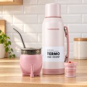 Set Imperial Acero Rose Quartz  + Termo Mateando  + Bombilla
