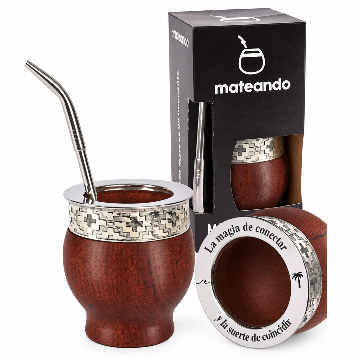 Mate Imperial Algarrobo Grabado Bombilla Y Caja de Regalo