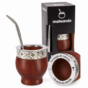 Mate Imperial Algarrobo Encerado Grabado Con Bombilla Pico De Loro