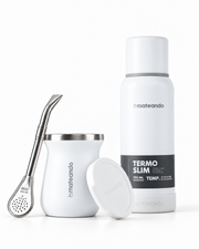 Kit Matero Termo 750ml Mate Blanco con Bombilla - Mateando