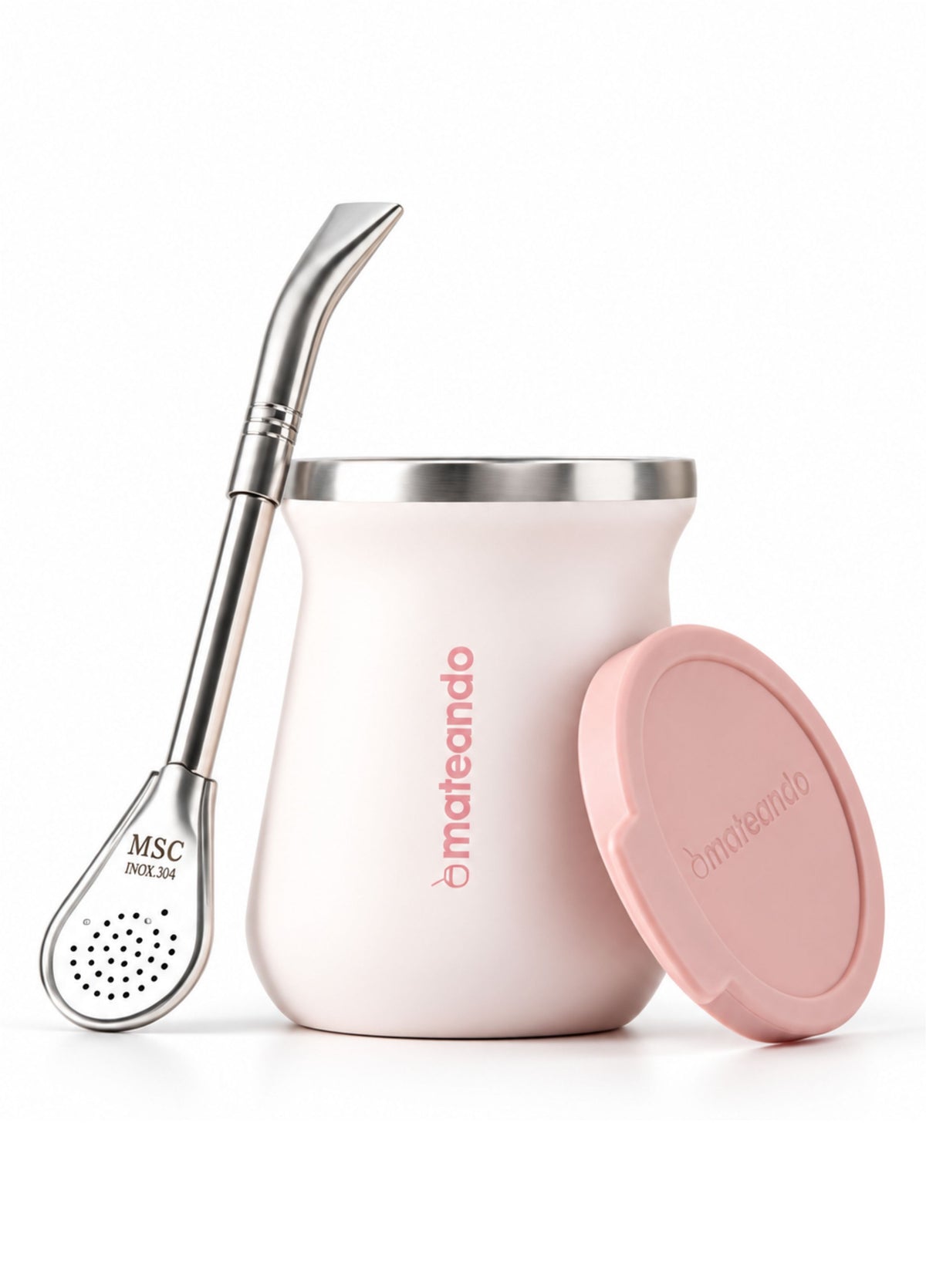 Mate Mateando Flow de Acero Térmico 236 ml con Tapa Antiderrame + Bombilla