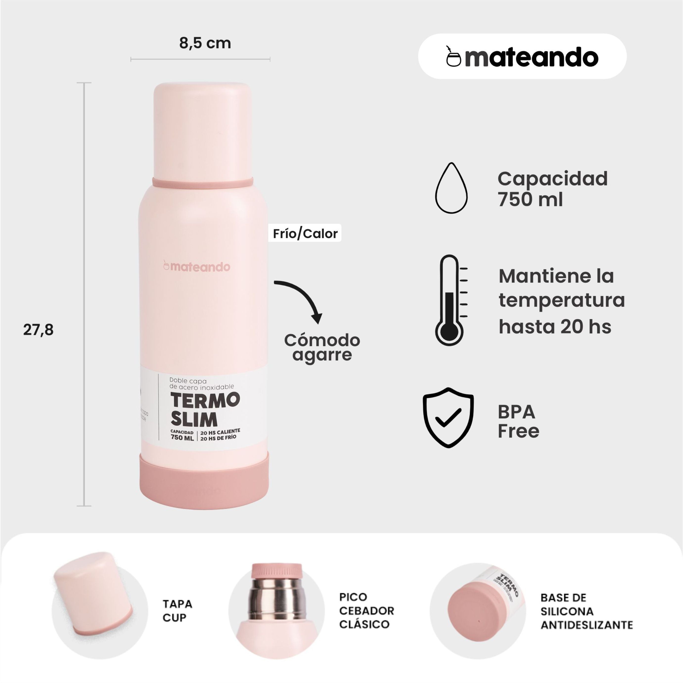 Termo Mateando 750ml Slim