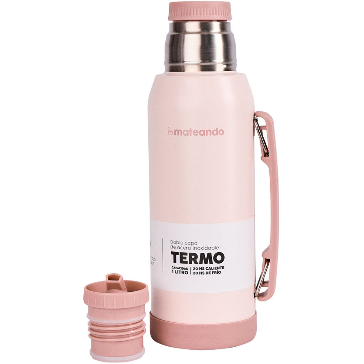 Kit Matero Capri Termo y Mate Rose Quartz c/ Yerbera Gamuza
