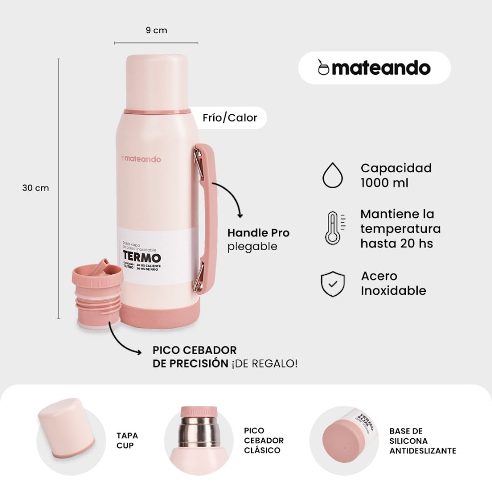 Termo Mateando Classic Rose Quartz 1 Lt