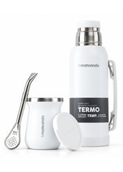 Kit Matero Termo 1 L Mate Blanco con Bombilla - Mateando