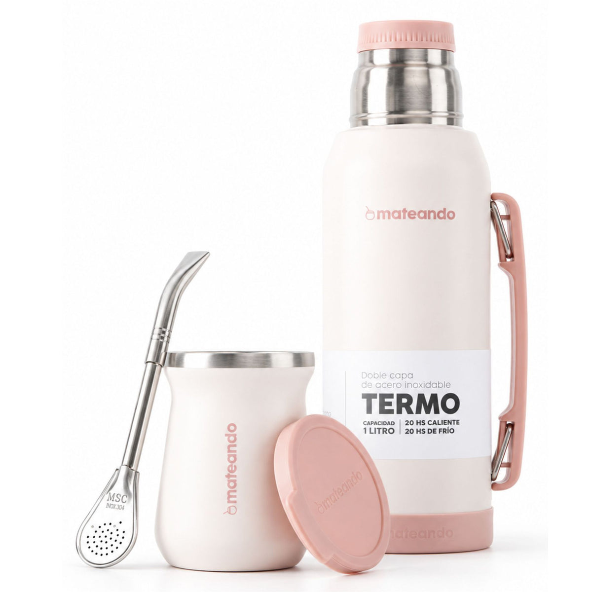 Kit Matero Termo 1 L Mate Rose Quartz c/ Bombilla