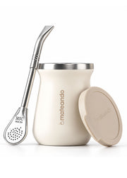 Mate Mateando Flow de Acero Térmico 236 ml con Tapa Antiderrame + Bombilla