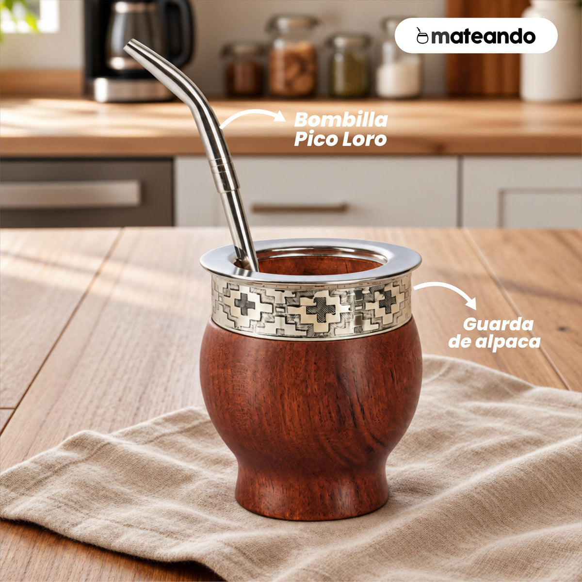 Mate Imperial Algarrobo Grabado Bombilla Y Caja de Regalo