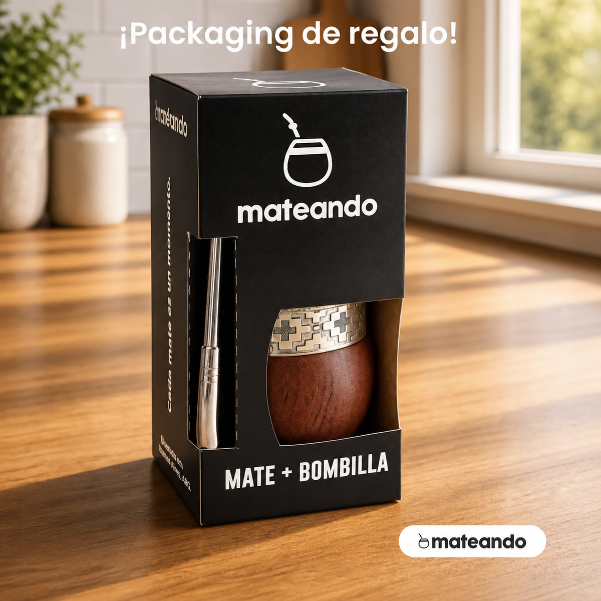 Mate Imperial Algarrobo Encerado Grabado Con Bombilla Pico De Loro