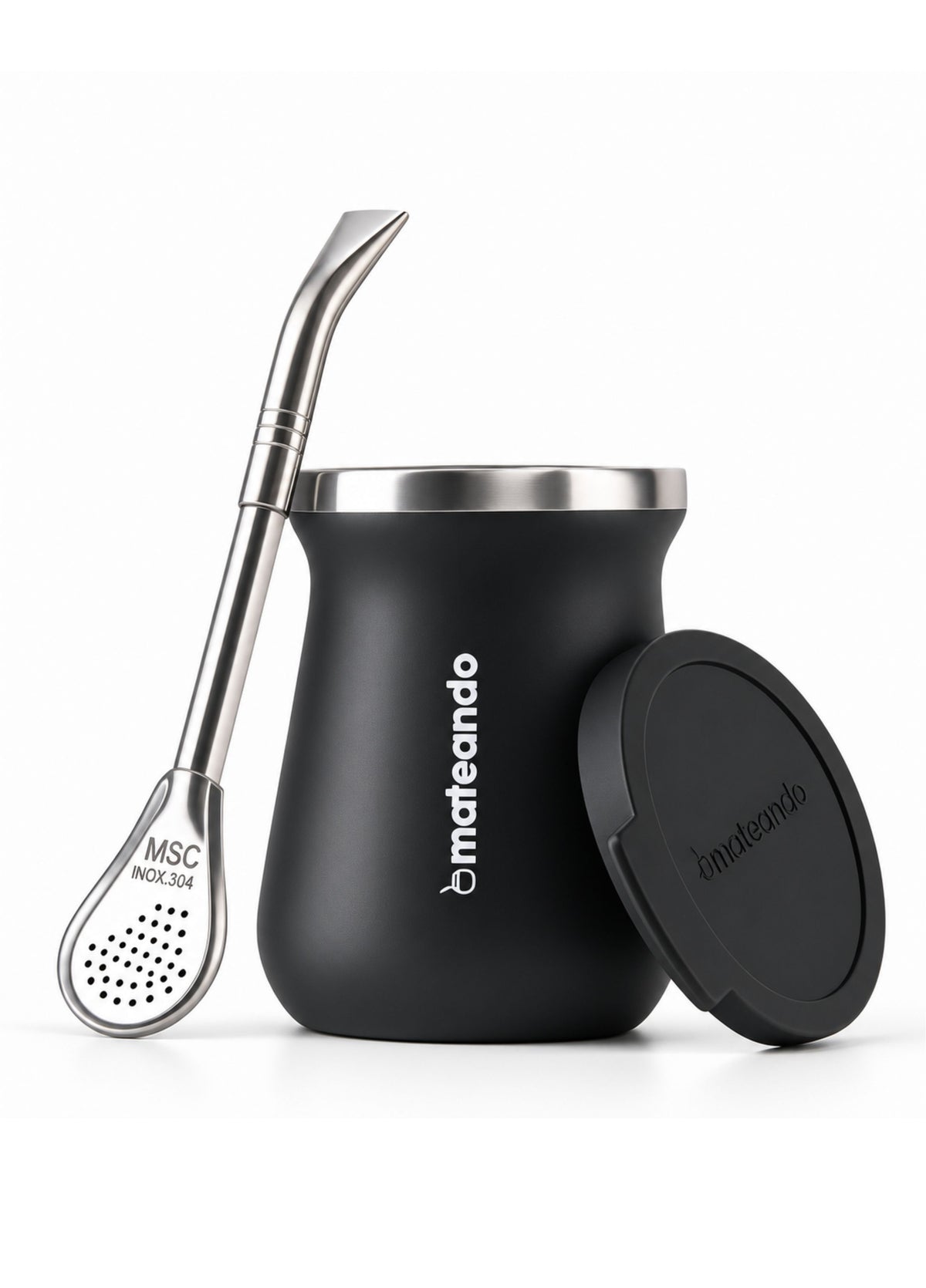 Mate Mateando Flow de Acero Térmico 236 ml con Tapa Antiderrame + Bombilla