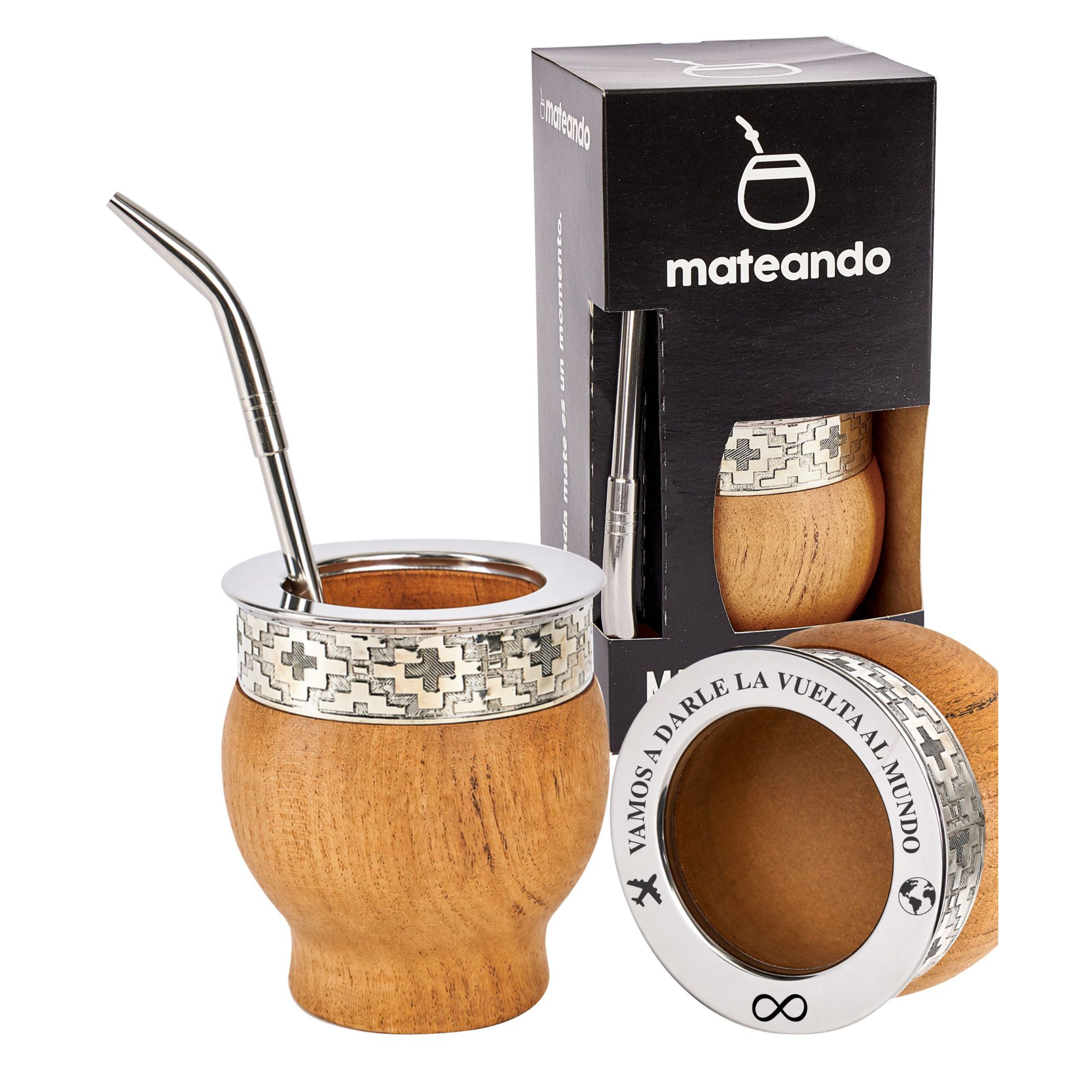 3x1 - Mate Imperial de Algarrobo Premium + Bombilla + Yerbera Gamuza