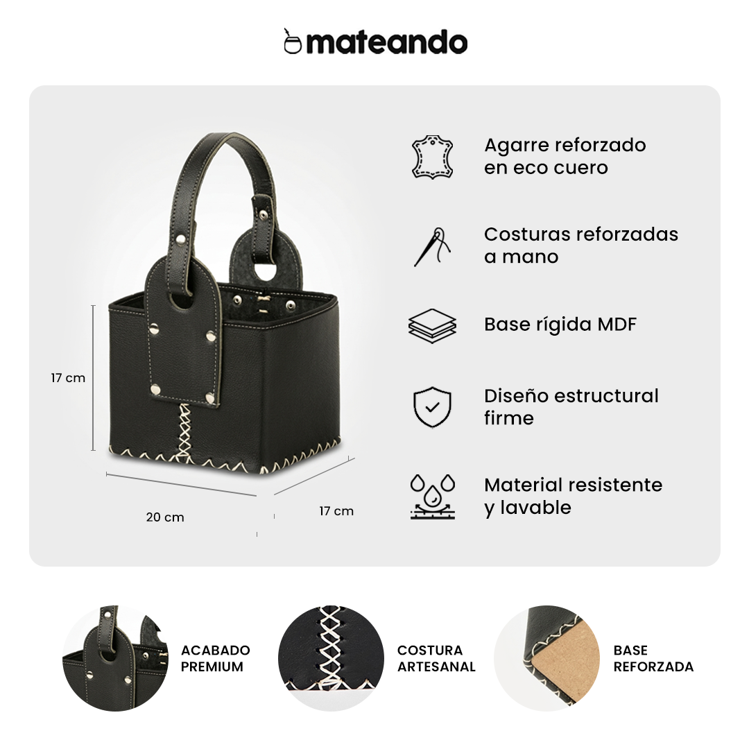 Canasta Matera Ecocuero Reforzada Premium