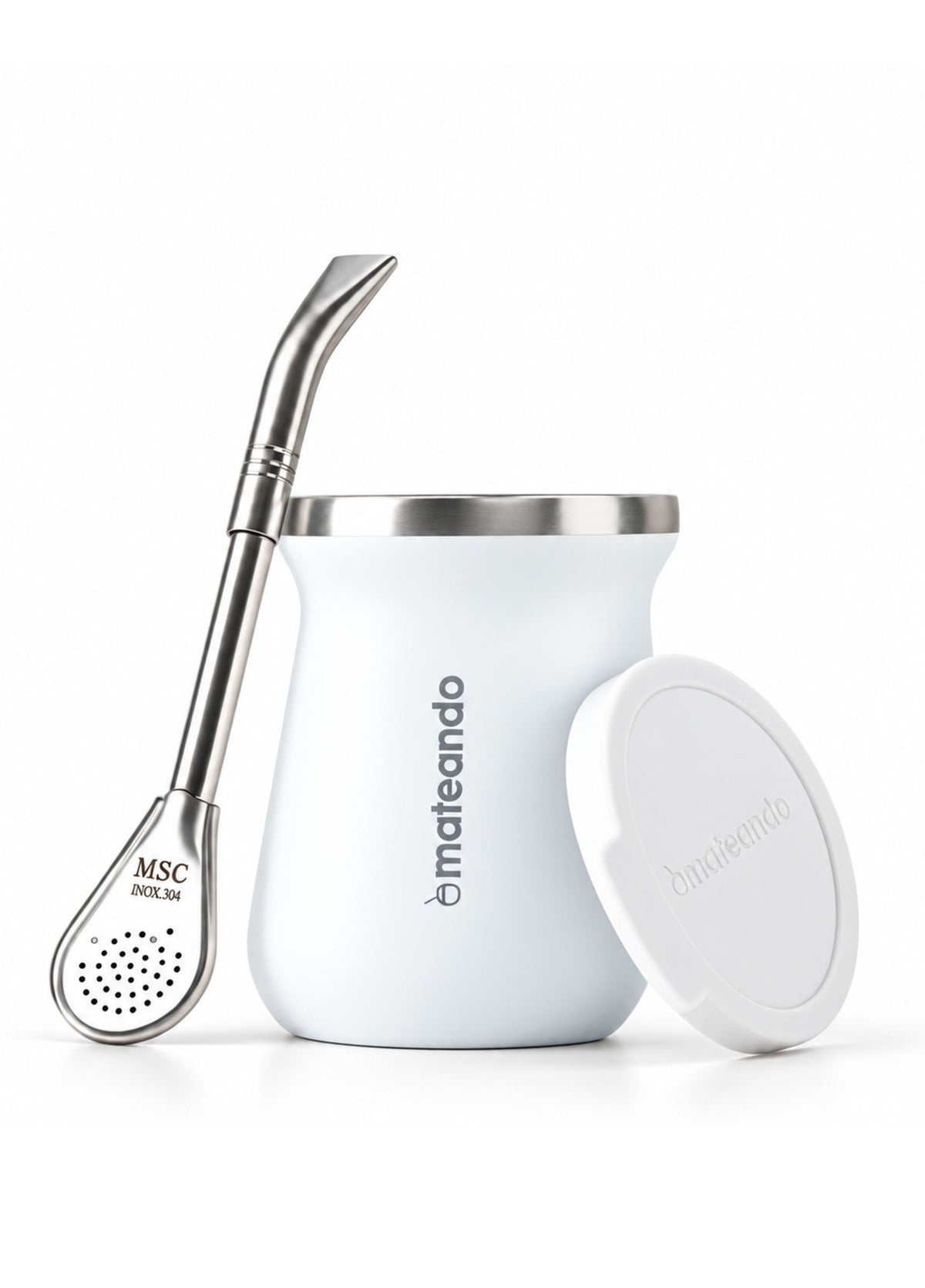 Mate Mateando Flow de Acero Térmico 236 ml con Tapa Antiderrame + Bombilla