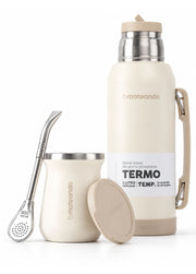 Kit Matero Termo 1 L Mate Beige con Bombilla - Mateando