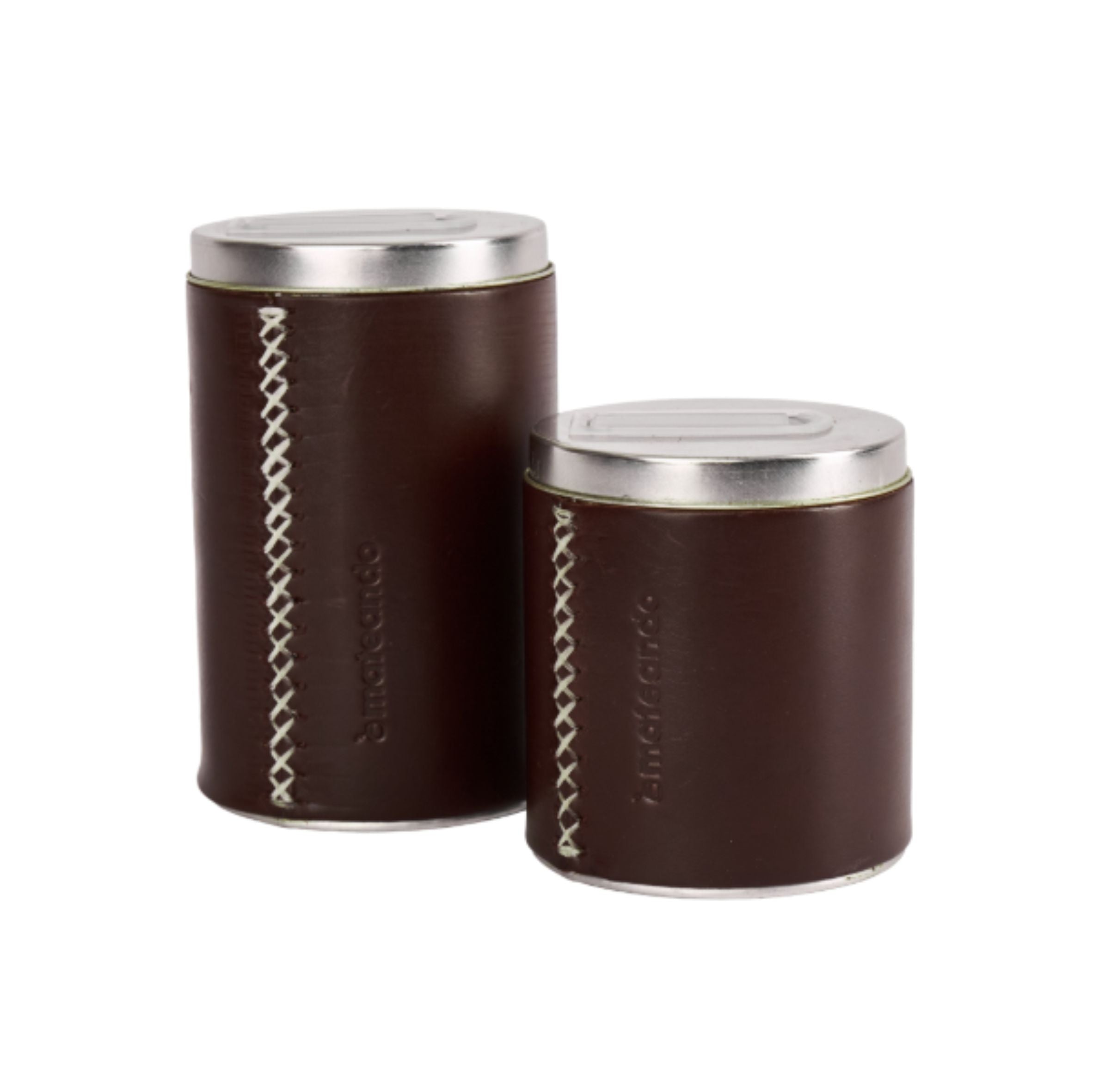 Set Yerbera Y Azucarera Latas Para Mate Forradas Cuero