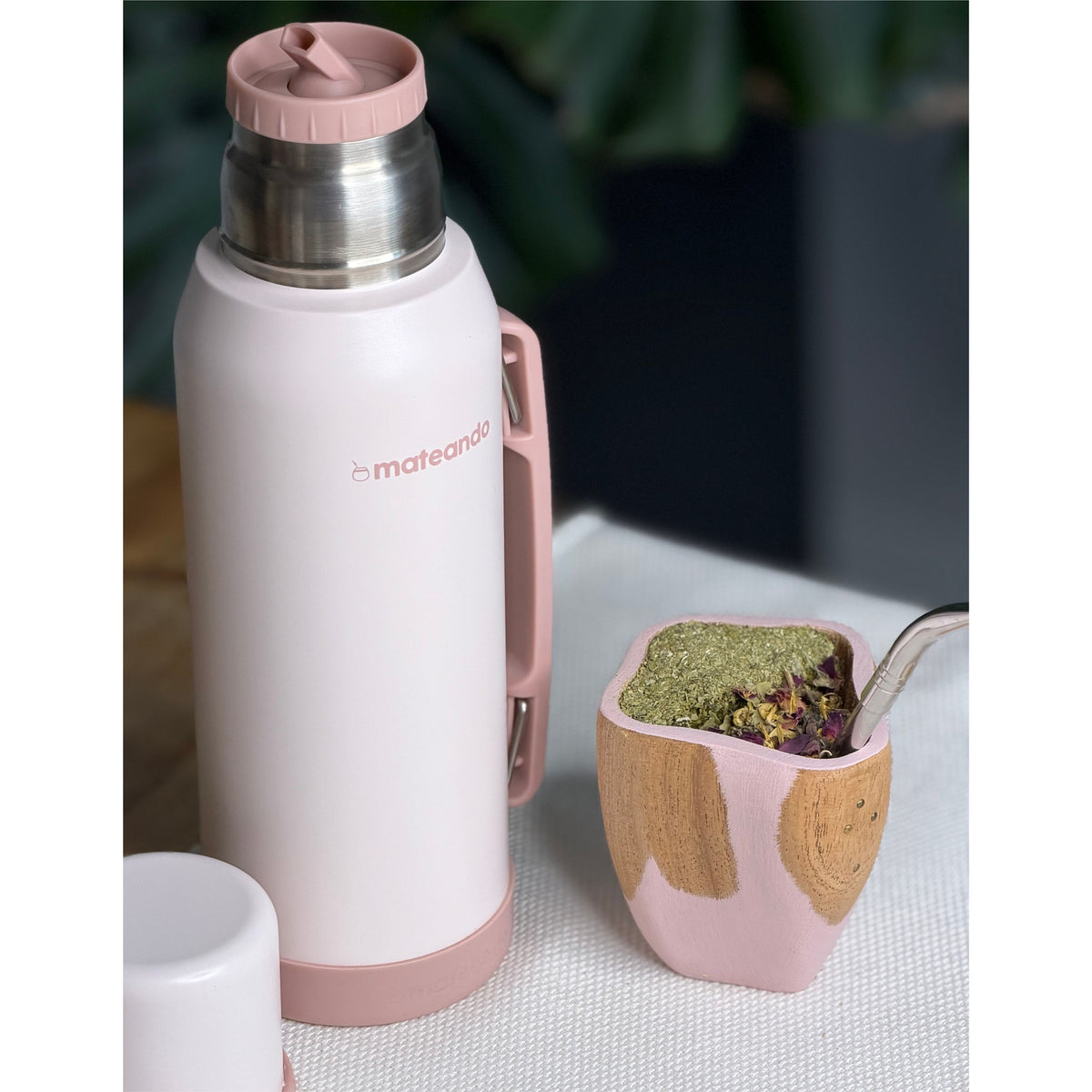Kit Mate Vaca Ranchero 4.0 Rose Quartz + Termo Mateando 1 L + Bombilla