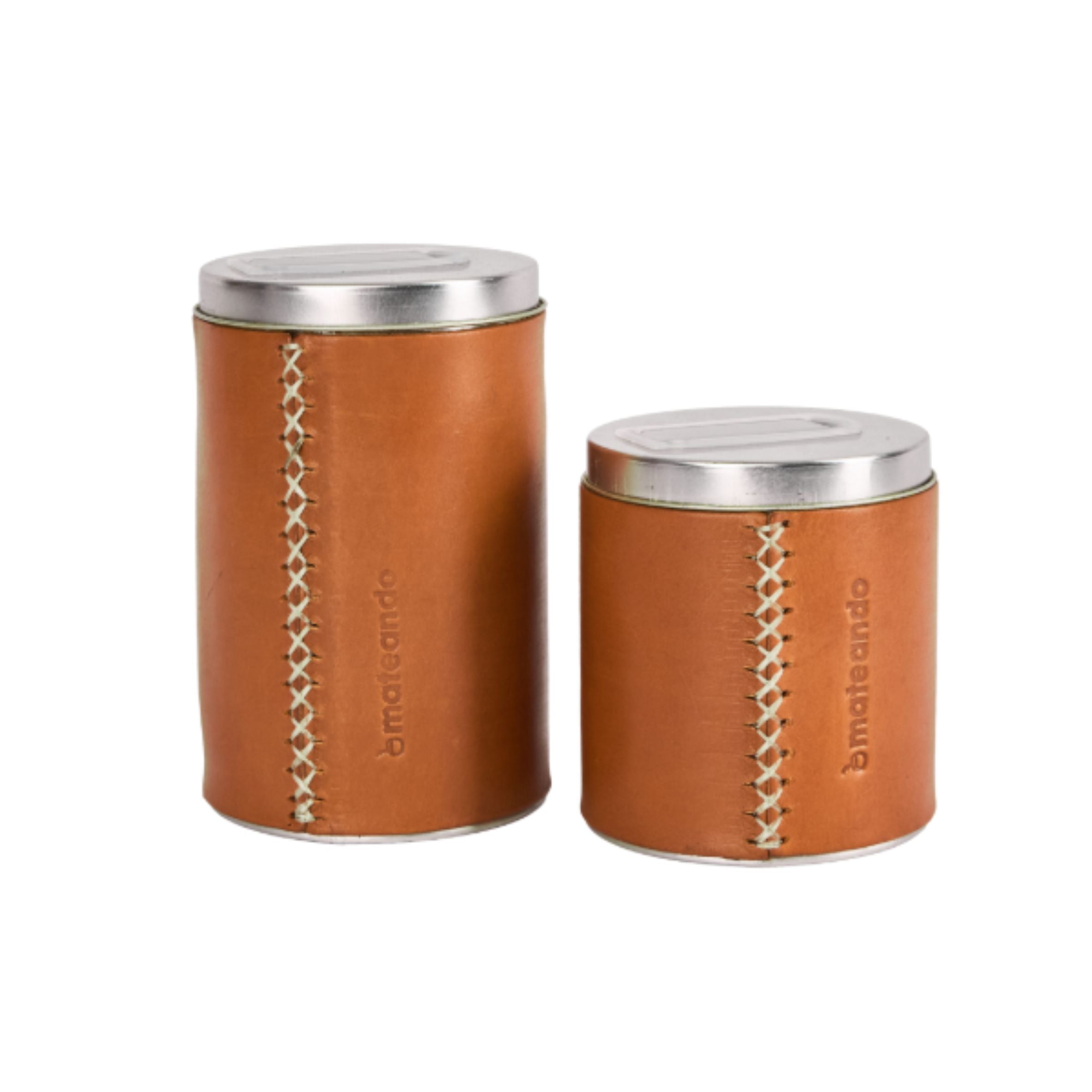 Set Yerbera Y Azucarera Latas Para Mate Forradas Cuero