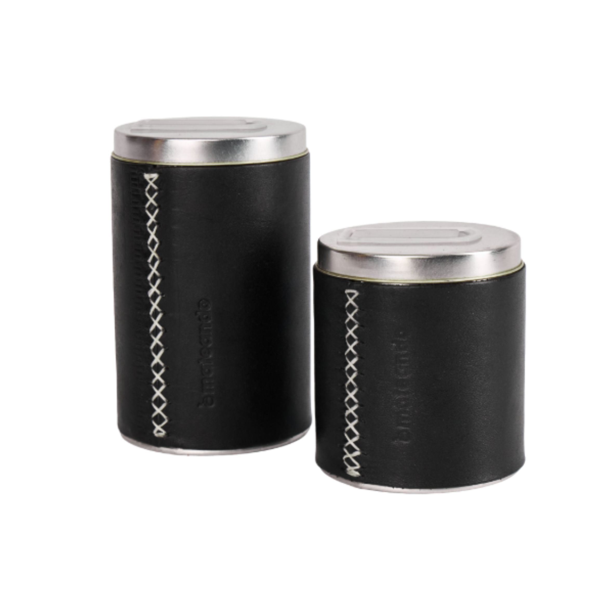 Set Yerbera Y Azucarera Latas Para Mate Forradas Cuero