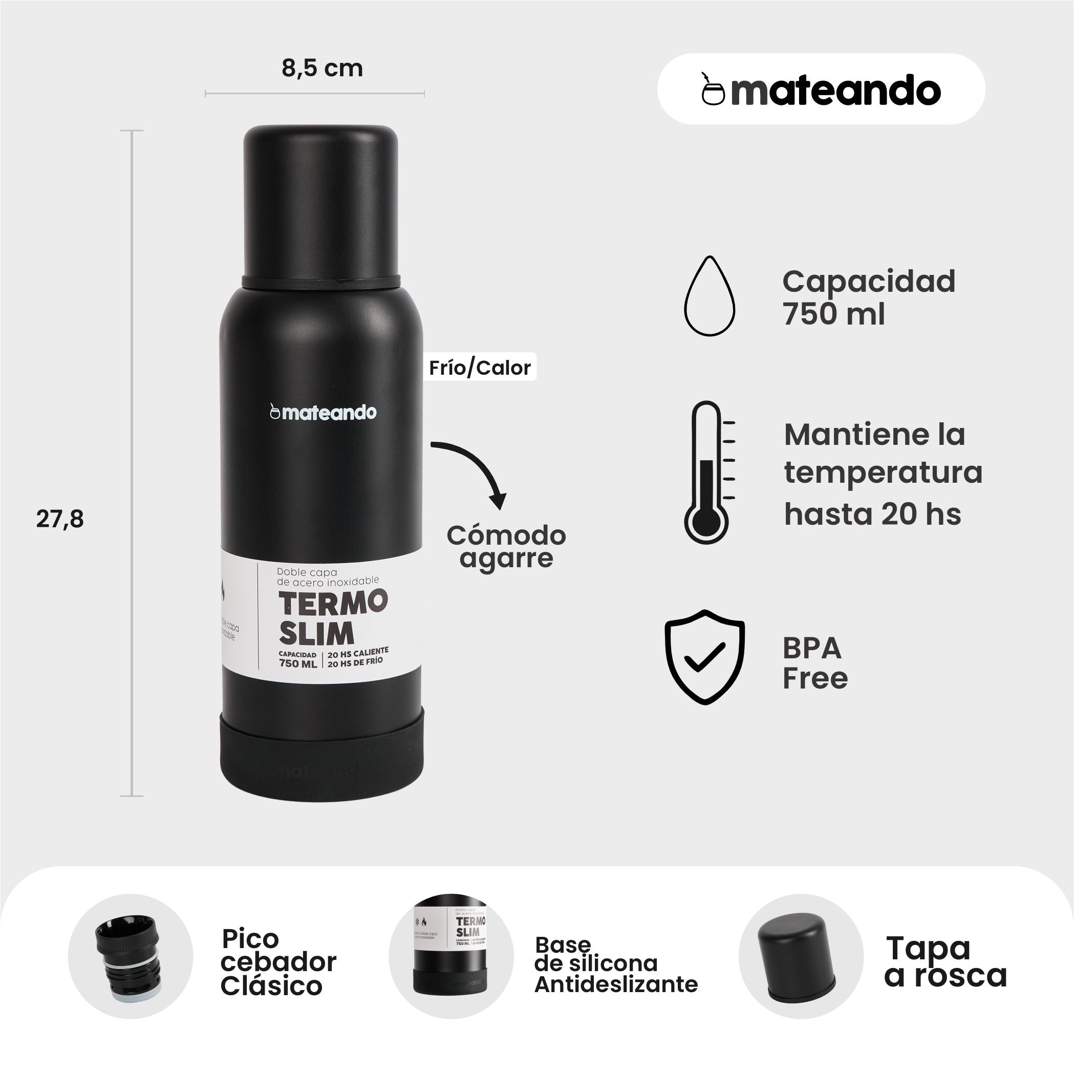 Termo Mateando 750ml Slim