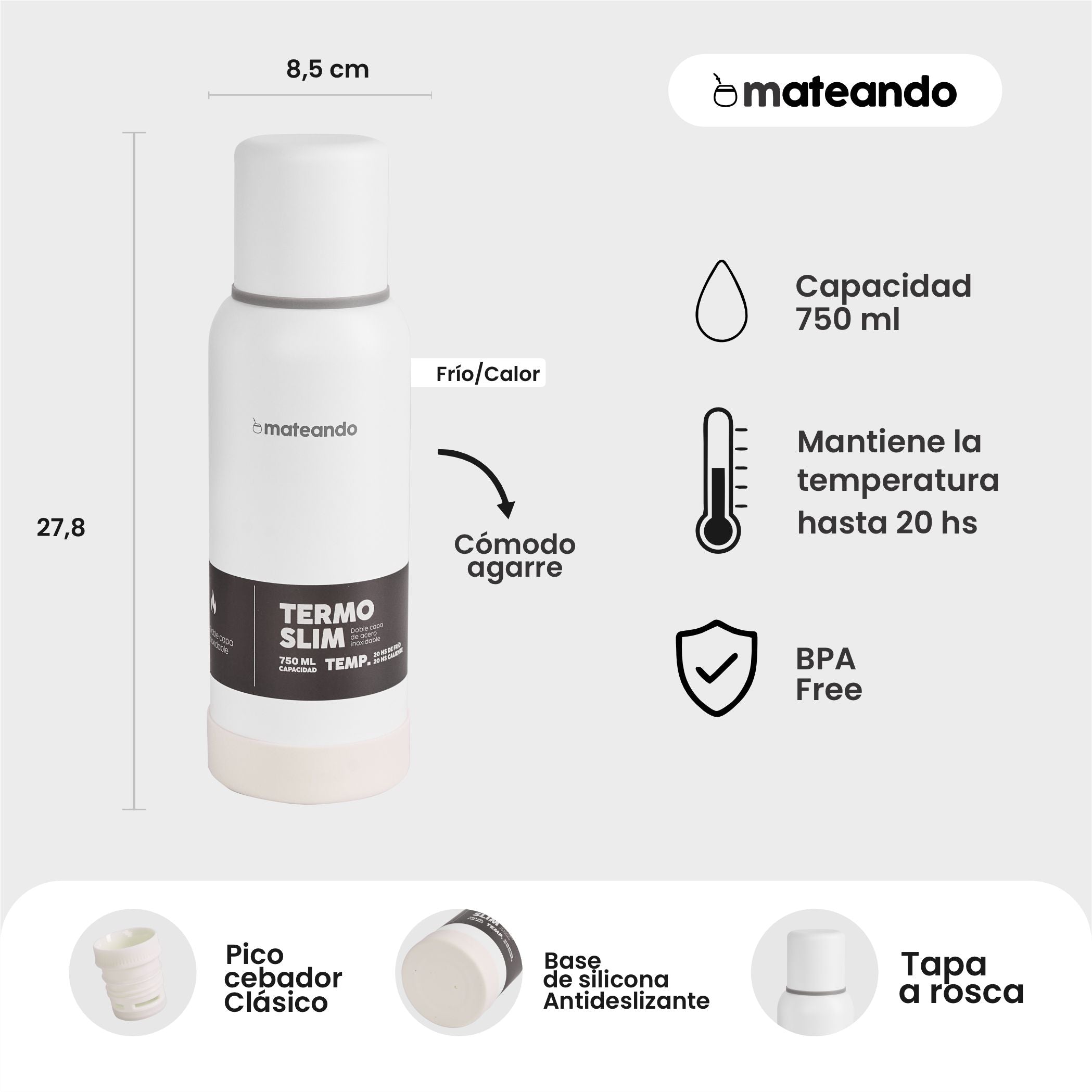 Termo Mateando 750ml Slim