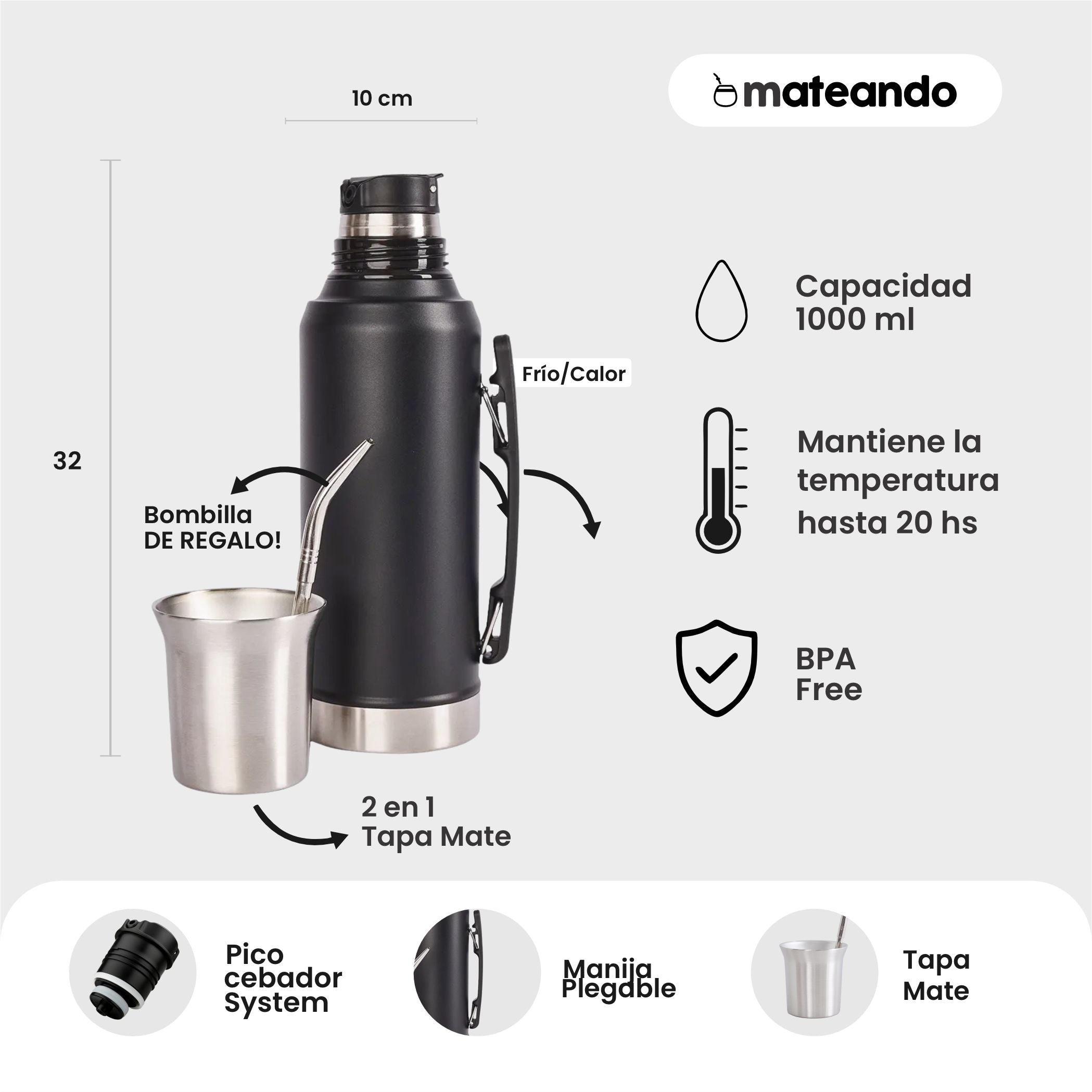 Termo Mate System Genérico Alta Precisión 1L