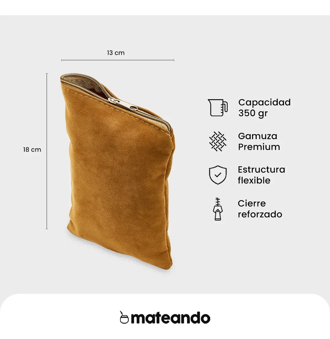 3x1 - Mate Vaca Ranchero Blanco + Bombilla + Yerbera Gamuza