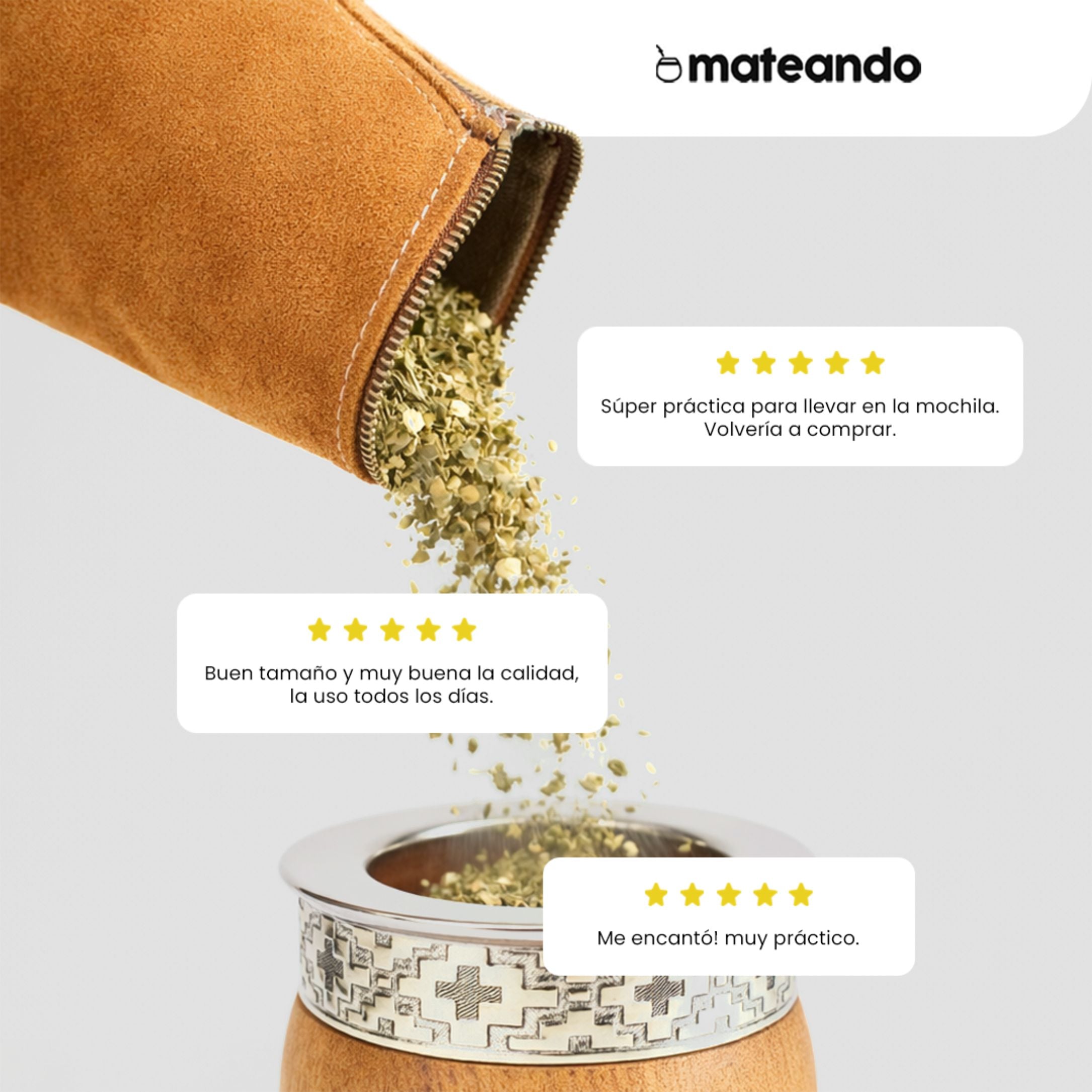 3x1 - Mate Imperial de Algarrobo Premium + Bombilla + Yerbera Gamuza